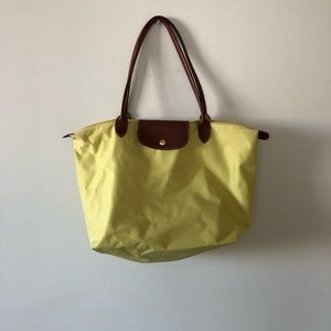 Yellow longchamp large tote bag